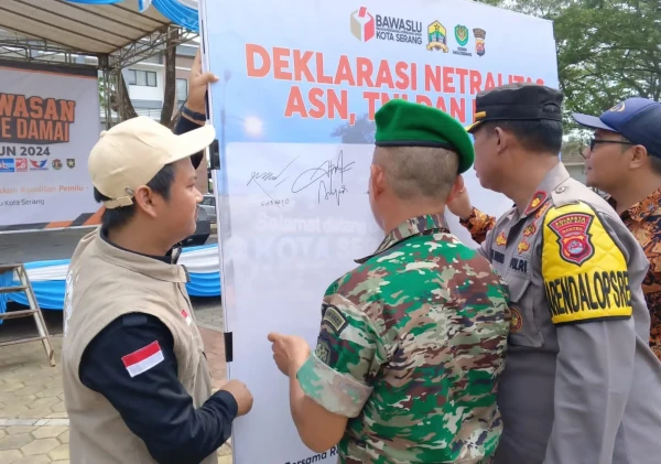 Dandim 0602/Serang Diwakili Pasi Ops Hadiri Deklarasi Netralitas TNI Wilayah Kota Serang